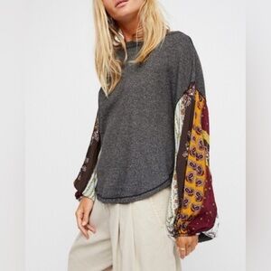 Free Spirit Artsy Free people We the free Blossom Boho Oversized thermal Top